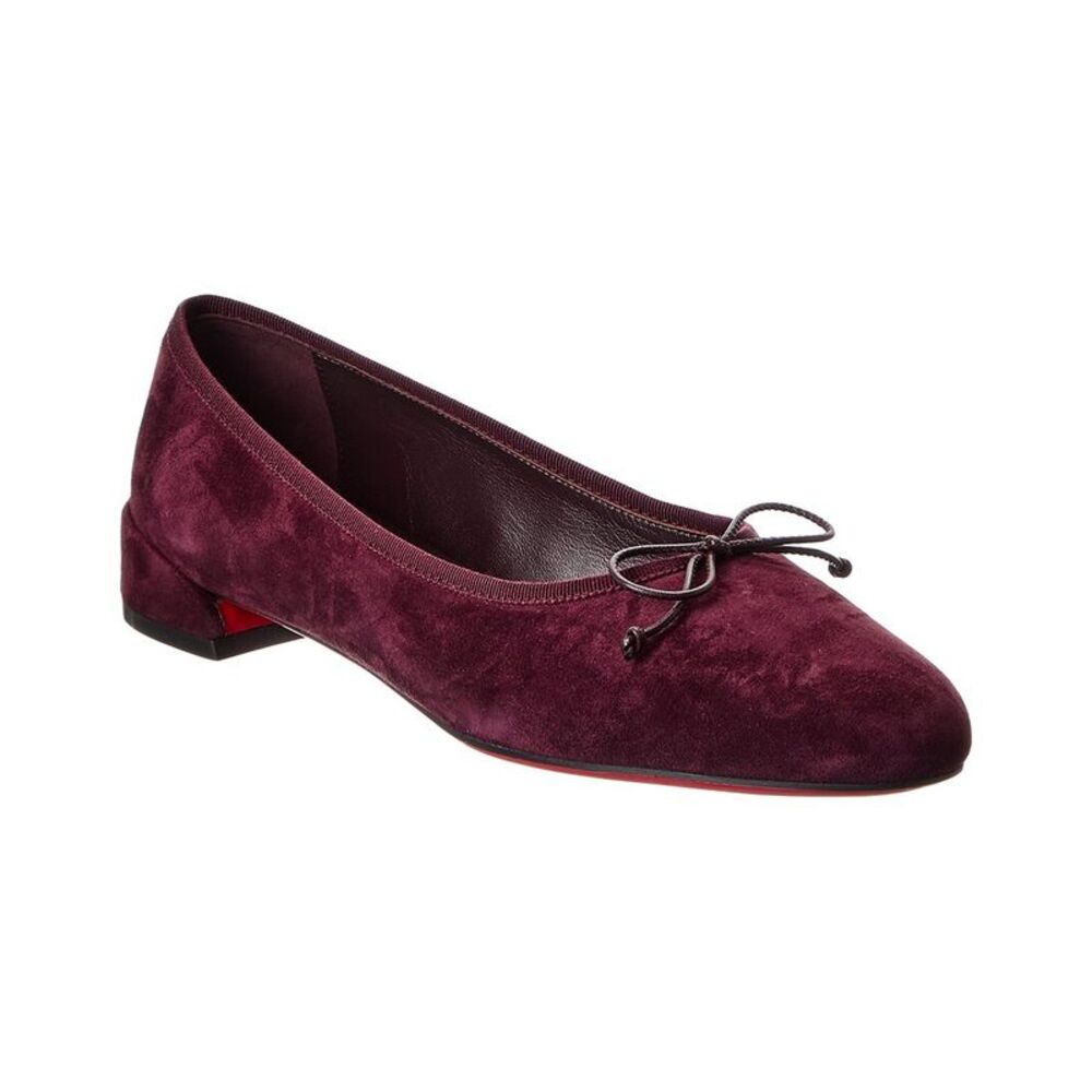 Christian Louboutin Burgundy Suede Ballet Flats